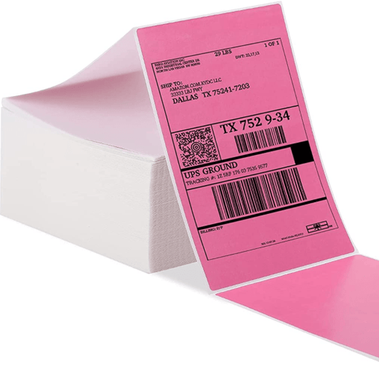 4''x6'' Direct Thermal Shipping Fan-fold Label Pink  x 500